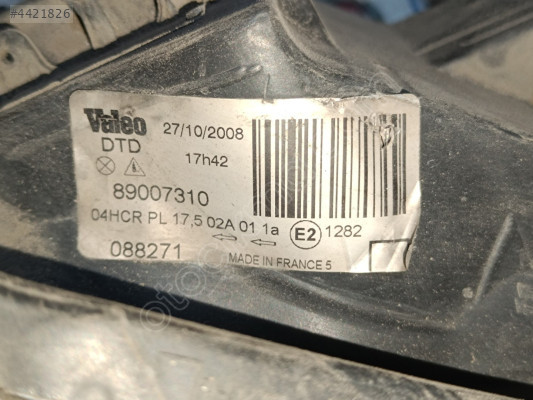 TOYOTA COROLLA 02-04 HB SAĞ ÖN FAR ORJİNAL ÇIKMA PARÇA 89007310