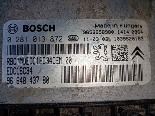 Peugeot 207 308 1.6 hdi motor beyni 0281013872